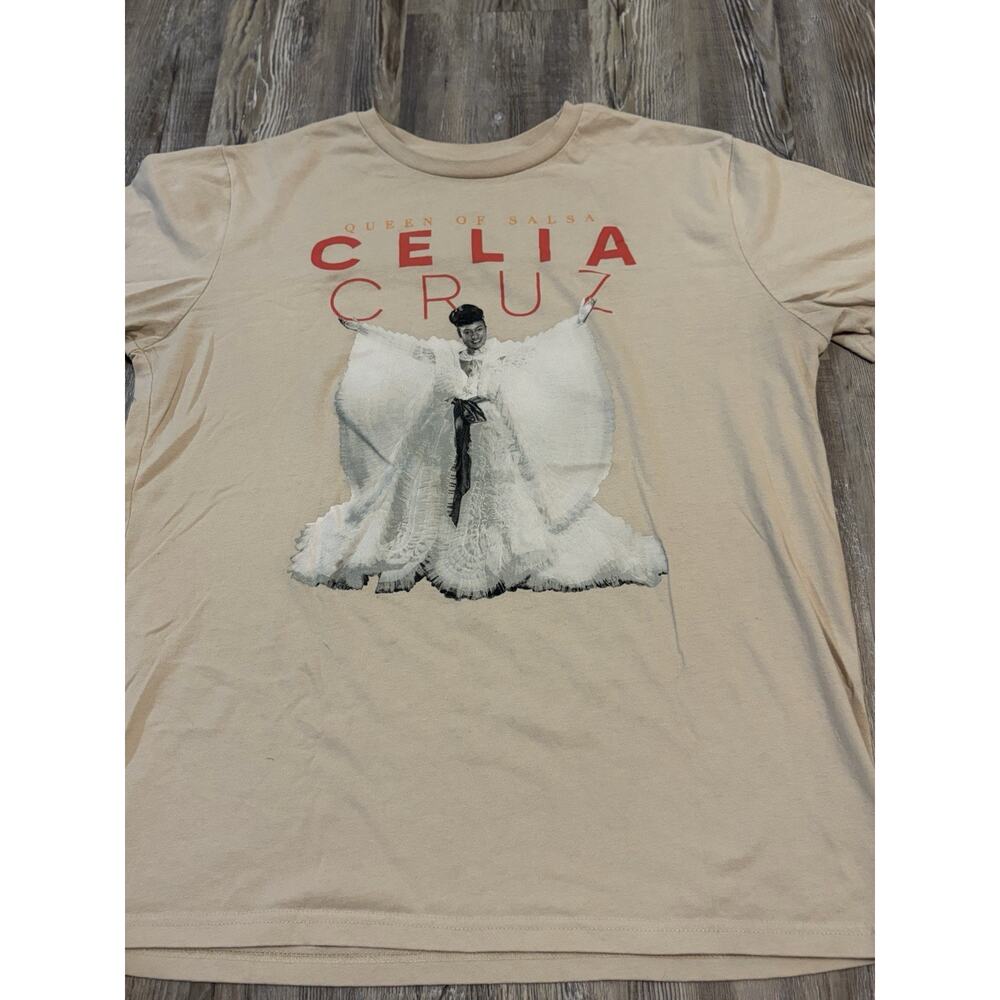 Celia Cruz Queen Of Salsa Graphic T Shirt Beige Latin Music Tee Womens XL
